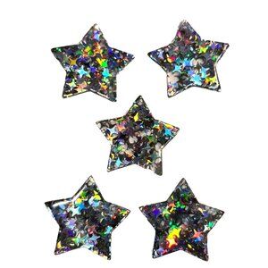 10 pc Silver AB Star Acrylic Flat Back Charm For Decoden Badge Reels, Earrings J
